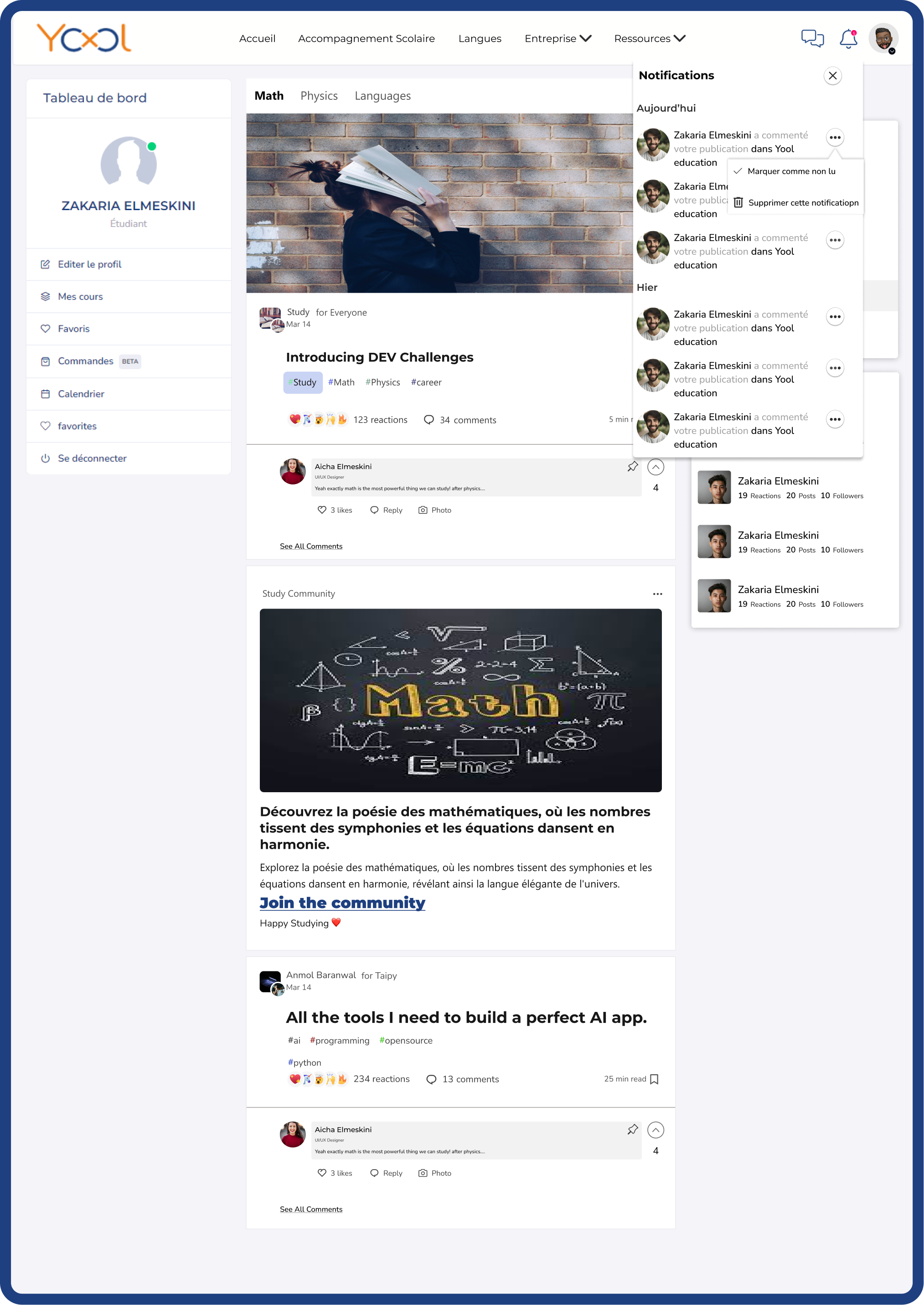 Yool Education Notifications - Notification Settings